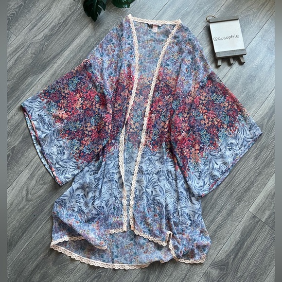 Victoria’s Secret Sheer Floral Lace Trim Kimono & Halter Dress Set Sz M & M / L - Picture 12 of 16